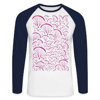 Paragliders pink - Unisex Baseballshirt langarm - Weiß/Navy - Vorne - Nik (191cm)
