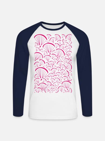 Parapentes roses - T-shirt baseball manches longues Homme - blanc/marine