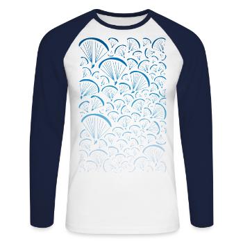 Paragliders gradient white blue - Unisex Long Sleeve Baseball T-Shirt - white/navy - Front - Nik (191cm)