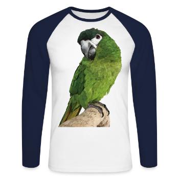 Le noble ara - T-shirt baseball manches longues Homme - blanc/marine - Devant - Nik (191cm)