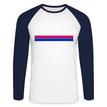 Bisexuell Flagge als Streifen - Unisex Baseballshirt langarm - Weiß/Navy - Vorne - Nik (191cm)