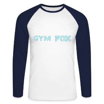 GYM FOX - Motivating Gym and Fitness Designs - Unisex Long Sleeve Baseball T-Shirt - white/navy - Front - Nik (191cm)
