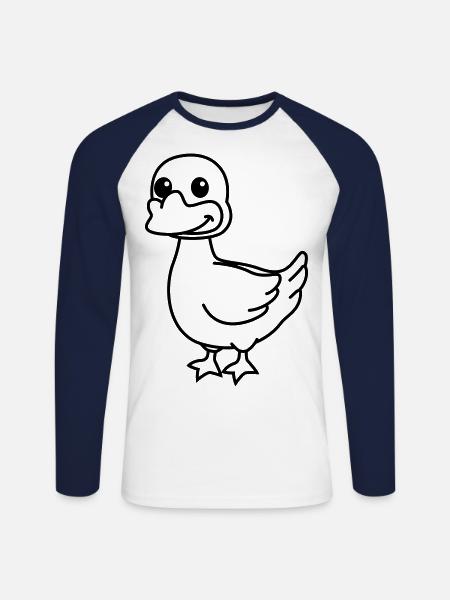 Gans Comic Tier - Unisex Baseballshirt langarm - Weiß/Navy