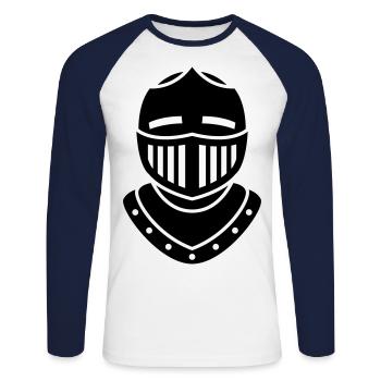 Ritter Helm - Unisex Baseballshirt langarm - Weiß/Navy - Vorne - Nik (191cm)