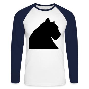 Panther - Unisex Baseballshirt langarm - Weiß/Navy - Vorne - Nik (191cm)
