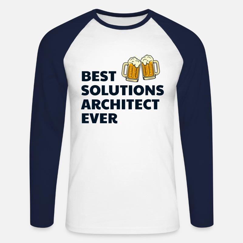 Solution Architecte Architecture Bière Drôle - T-shirt baseball manches longues Homme - blanc/marine