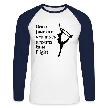 Aerial Hoop Lyra Silk Circus Acrobatics Funny - Unisex Long Sleeve Baseball T-Shirt - white/navy - Front - Nik (191cm)