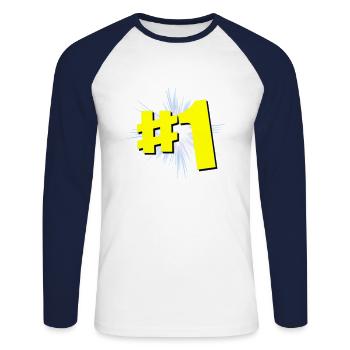 Top1, # 1, Battle Royale, Geek, Videospiele - Unisex Baseballshirt langarm - Weiß/Navy - Vorne - Nik (191cm)