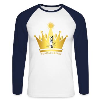 PLAISIR INFINI Couronne Astral Solaire - T-shirt baseball manches longues Homme - blanc/marine - Devant - Nik (191cm)