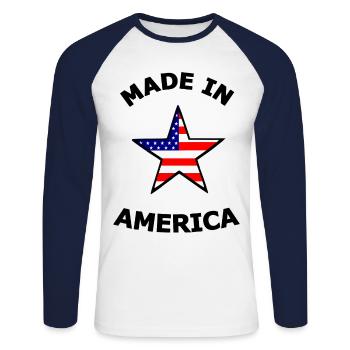 Les chers Américains - T-shirt baseball manches longues Homme - blanc/marine - Devant - Nik (191cm)