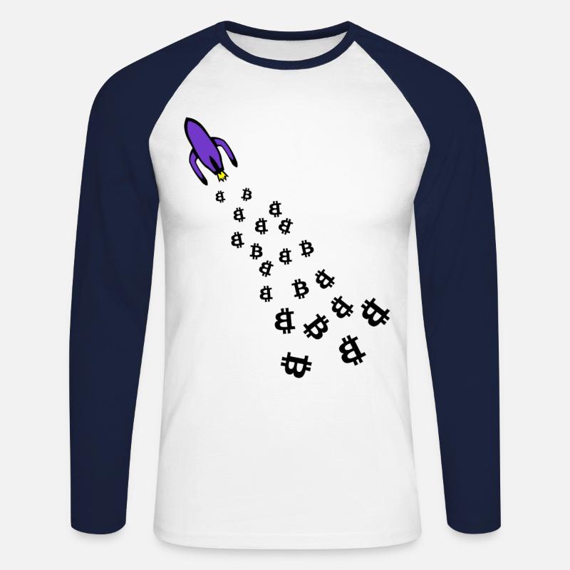 Mit Bitcoin ins All - Unisex Baseballshirt langarm - Weiß/Navy