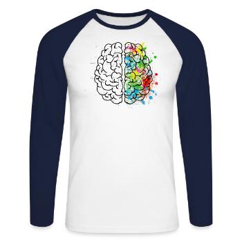 Brain Art and Science Logic & Creativity - Unisex Long Sleeve Baseball T-Shirt - white/navy - Front - Nik (191cm)