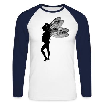 Fée fée enceinte - T-shirt baseball manches longues Homme - blanc/marine - Devant - Nik (191cm)