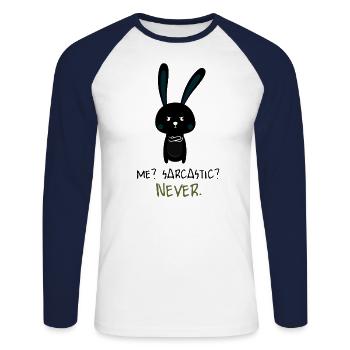 Cadeau drôle d'adolescent du lièvre sarcastique ironique - T-shirt baseball manches longues Homme - blanc/marine - Devant - Nik (191cm)