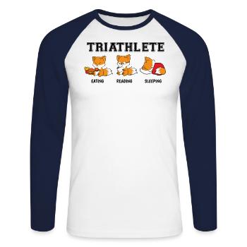 Essen Lesen Schlafen Repeat Fuchs Buch Geschenk - Unisex Baseballshirt langarm - Weiß/Navy - Vorne - Nik (191cm)
