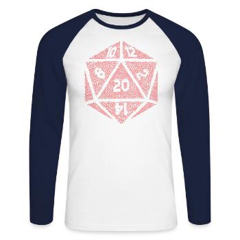 Gamer Dice Dungeon RPG Tabletop Drôles cadeaux - T-shirt baseball manches longues Homme - blanc/marine - Devant - Nik (191cm)