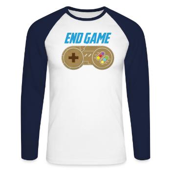 Helden Stern Superhero Comic Cartoon Game Geschenk - Unisex Baseballshirt langarm - Weiß/Navy - Vorne - Nik (191cm)