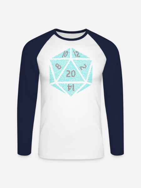 Gamer Würfel Dungeon RPG Tabletop lustig Geschenke - Langærmet herre-baseballshirt - hvid/marineblå