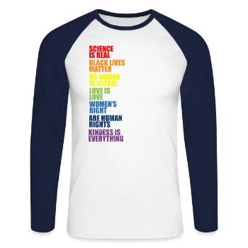 Science Human Rights Gift Droits des femmes - T-shirt baseball manches longues Homme - blanc/marine - Devant - Nik (191cm)