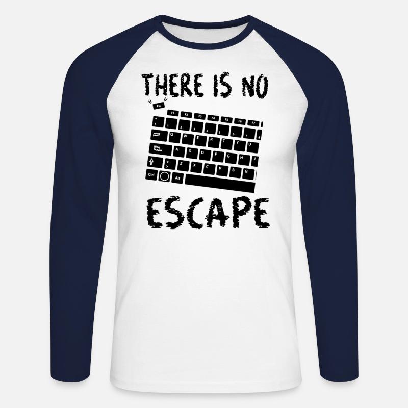 Nerd Geek Wortspiel Escape Coder lustig Geschenk - Unisex Baseballshirt langarm - Weiß/Navy