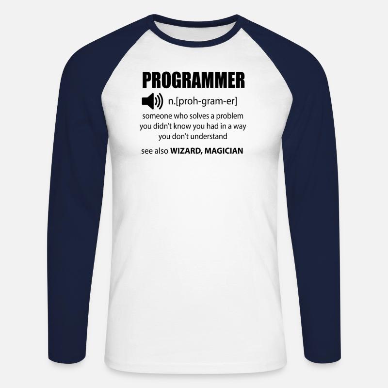Code Programmierer Wörterbuch Entwickler Geschenk - Unisex Baseballshirt langarm - Weiß/Navy