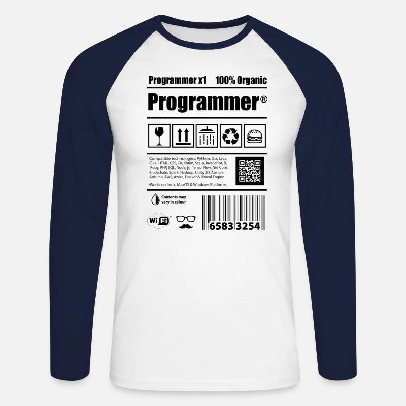 Coder Programmierer Koffein Entwickler Geschenk - Unisex Baseballshirt langarm - Weiß/Navy