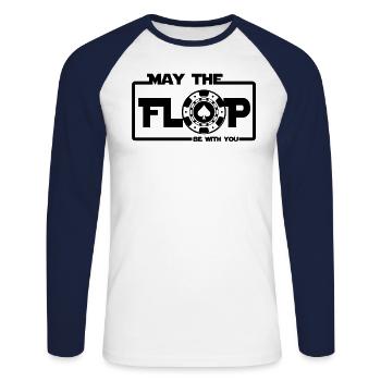 Poker Bluff Flop Online Casino Jeton Gifts - Unisex Long Sleeve Baseball T-Shirt - white/navy - Front - Nik (191cm)