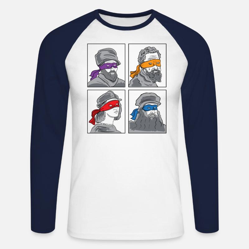Leonardo Donatello Michelangelo Raphael Geschenk - Unisex Baseballshirt langarm - Weiß/Navy