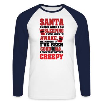 Anti Christmas Santa Ugly Christmas Gift - Unisex Long Sleeve Baseball T-Shirt - white/navy - Front - Nik (191cm)