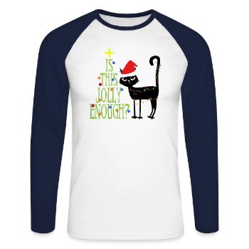 Anti Christmas Cat Ugly Christmas Gifts - Unisex Long Sleeve Baseball T-Shirt - white/navy - Front - Nik (191cm)