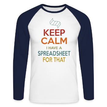 Feuille de calcul Keep Calm - T-shirt baseball manches longues Homme - blanc/marine - Devant - Nik (191cm)