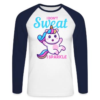 Einhorn ich nicht schwitzen I Sparkle Geschenk - Unisex Baseballshirt langarm - Weiß/Navy - Vorne - Nik (191cm)
