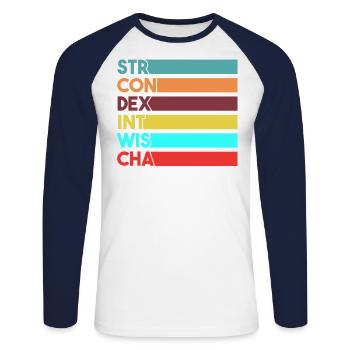 Gamer Stats Geschenk - Unisex Baseballshirt langarm - Weiß/Navy - Vorne - Nik (191cm)
