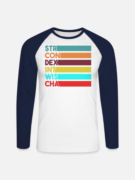 Gamer Stats Gift - Unisex Long Sleeve Baseball T-Shirt - white/navy
