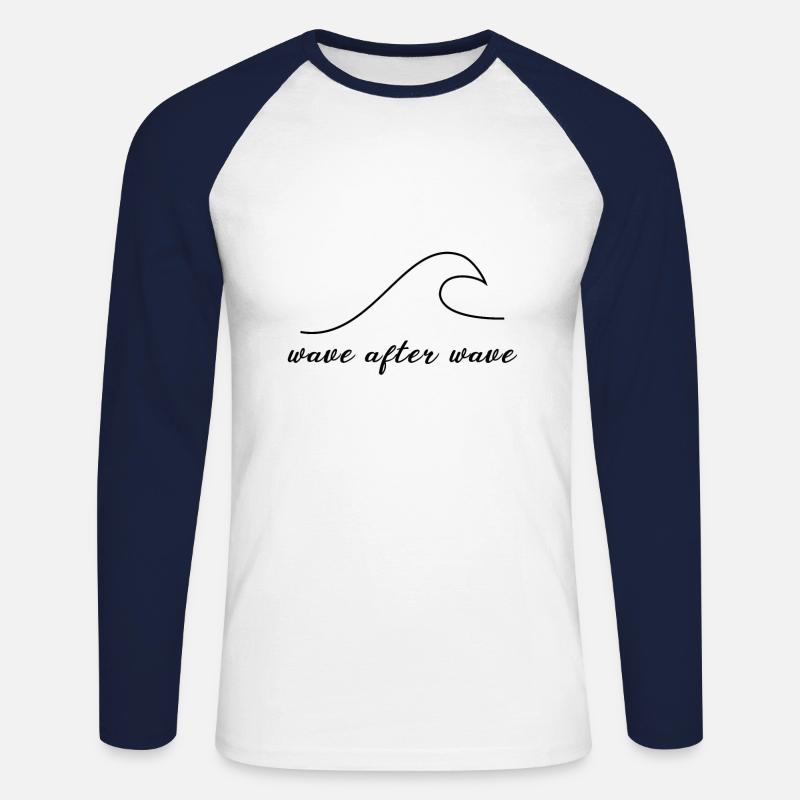 Wave after wave - Unisex Baseballshirt langarm - Weiß/Navy