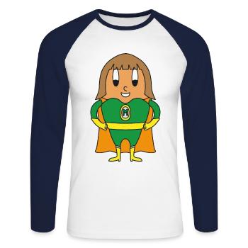 Oeuf de super-héros - T-shirt baseball manches longues Homme - blanc/marine - Devant - Nik (191cm)