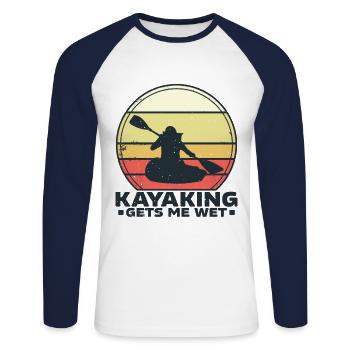 Kajak Kajakfahren Extremsport Wildwasser - Unisex Baseballshirt langarm - Weiß/Navy - Vorne - Nik (191cm)