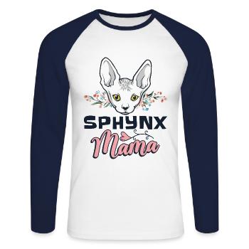 Sphynx Cat Sphynx Male - Unisex Long Sleeve Baseball T-Shirt - white/navy - Front - Nik (191cm)