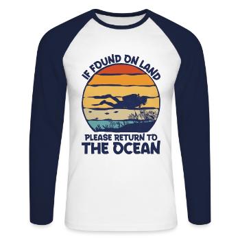 Lunettes de plongée Diving Plongée Plongée Plongeurs - T-shirt baseball manches longues Homme - blanc/marine - Devant - Nik (191cm)