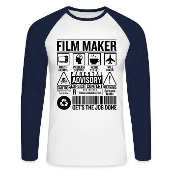 Film Réalisateur - T-shirt baseball manches longues Homme - blanc/marine - Devant - Nik (191cm)