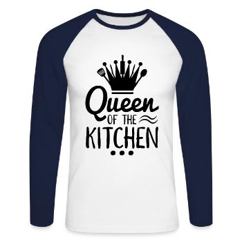 Küchenchef Koch Köchin Kochkunst - Unisex Baseballshirt langarm - Weiß/Navy - Vorne - Nik (191cm)