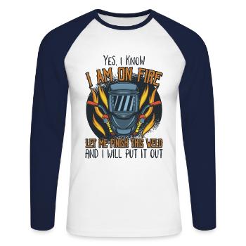 welding metalworker locksmith - Unisex Long Sleeve Baseball T-Shirt - white/navy - Front - Nik (191cm)