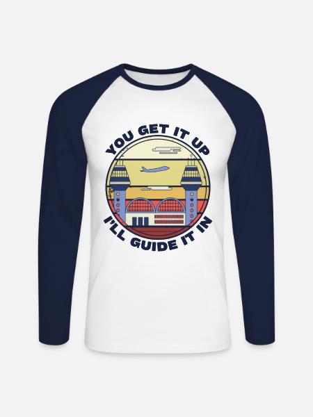 Flugzeug Fliegen Modellflieger Flugschule - Unisex Baseballshirt langarm - Weiß/Navy
