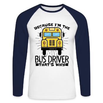 Bus Chauffeurs de bus Bus Chauffeurs - T-shirt baseball manches longues Homme - blanc/marine - Devant - Nik (191cm)