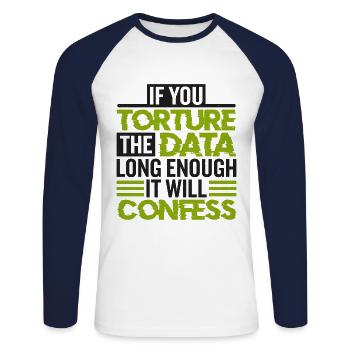 Statistiques et statistiques - T-shirt baseball manches longues Homme - blanc/marine - Devant - Nik (191cm)