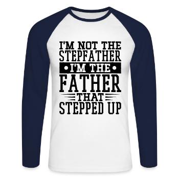 Step-dad Stepson Stepfather Stepdaughter - Unisex Long Sleeve Baseball T-Shirt - white/navy - Front - Nik (191cm)