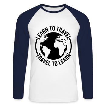 travel travel travel travel travel ready for vacation gift - Unisex Long Sleeve Baseball T-Shirt - white/navy - Front - Nik (191cm)