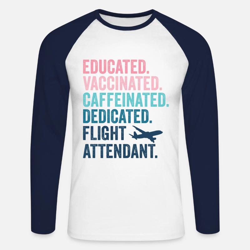 Flugbegleiter Stewardess Flight Attendant - Unisex Baseballshirt langarm - Weiß/Navy
