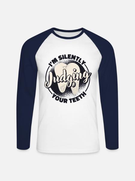 Dentiste Dentiste - T-shirt baseball manches longues Homme - blanc/marine