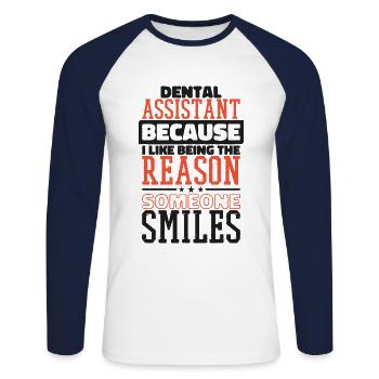 Dentist Dental Health Toothbrush Medicine - Unisex Long Sleeve Baseball T-Shirt - white/navy - Front - Nik (191cm)